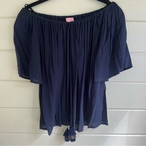Lily Pulitzer Sain off the shoulder blouse with tassel details